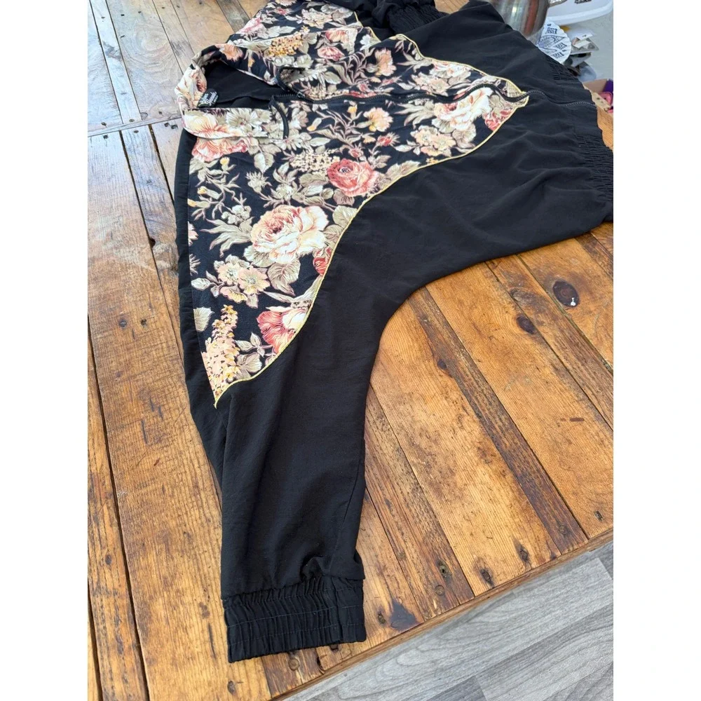 Vintage Floral Windbreaker Jacket Womens Oversized Boho Prairie Cottagecore - Picture 5 of 8